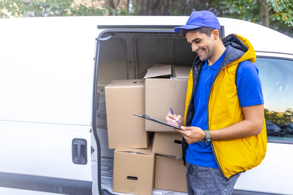 courier delivering parcels